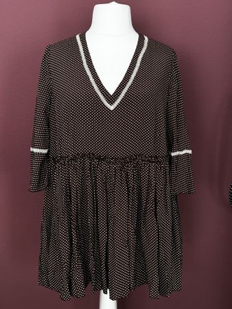 Boho Bluse mokka-braun, gepunktet mit Häkelspitze (Occhi)
