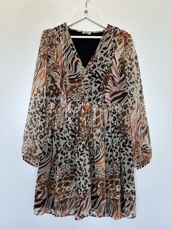 Liu Jo Mixed Animal Print Ruffled Mini Dress