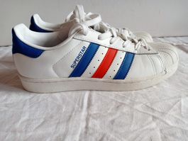Adidas Superstar Sneaker weiss/blau/rot Grösse 39 1/3 Leder