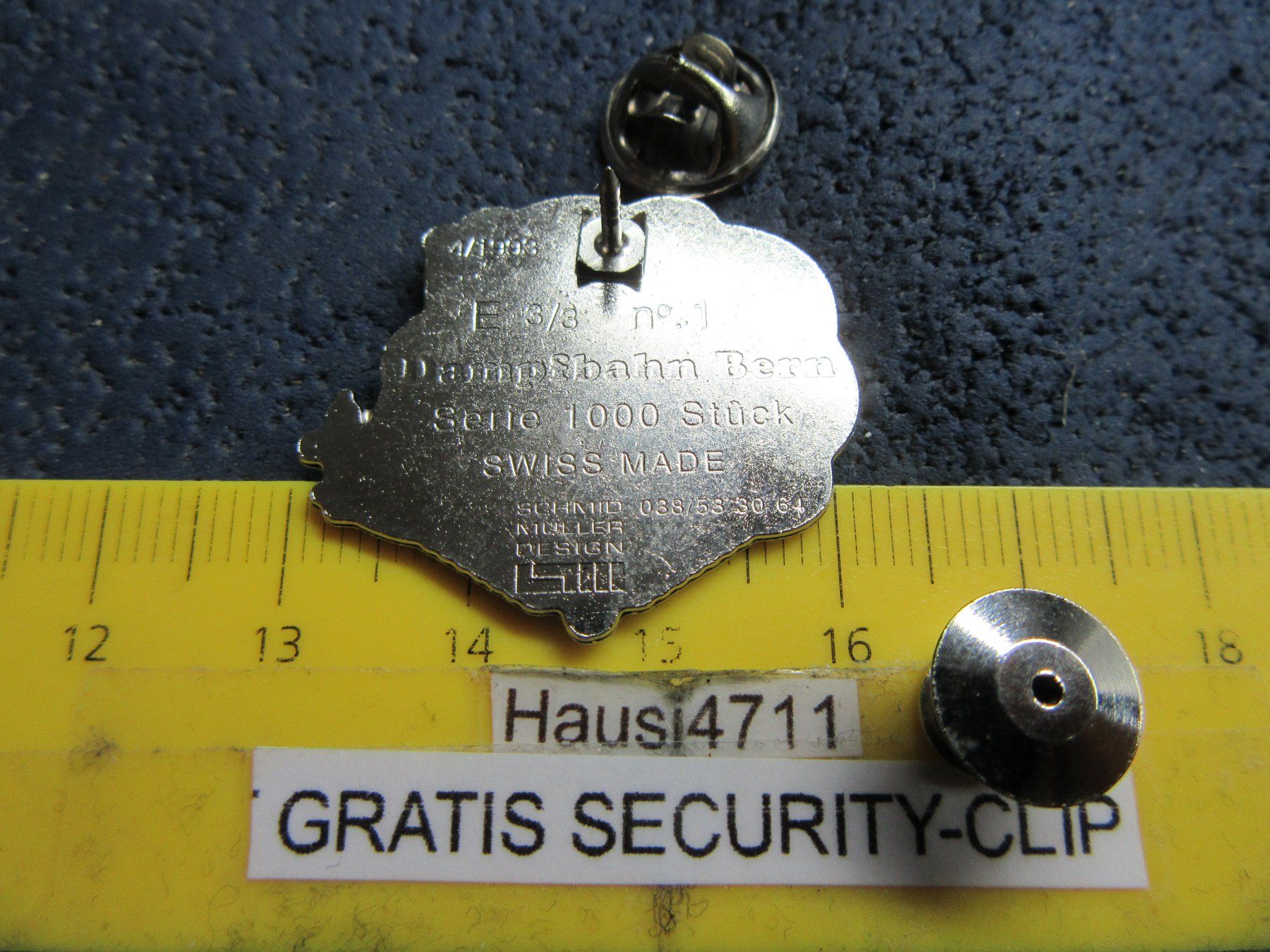 Swiss Placchette & Badge: SMD SCHMID-MÜLLER PIN DAMPFBAHN BERN E3/3 No.1 SECURITY CLIP – Usato da Ettingen venduto da Hausi4711 1
