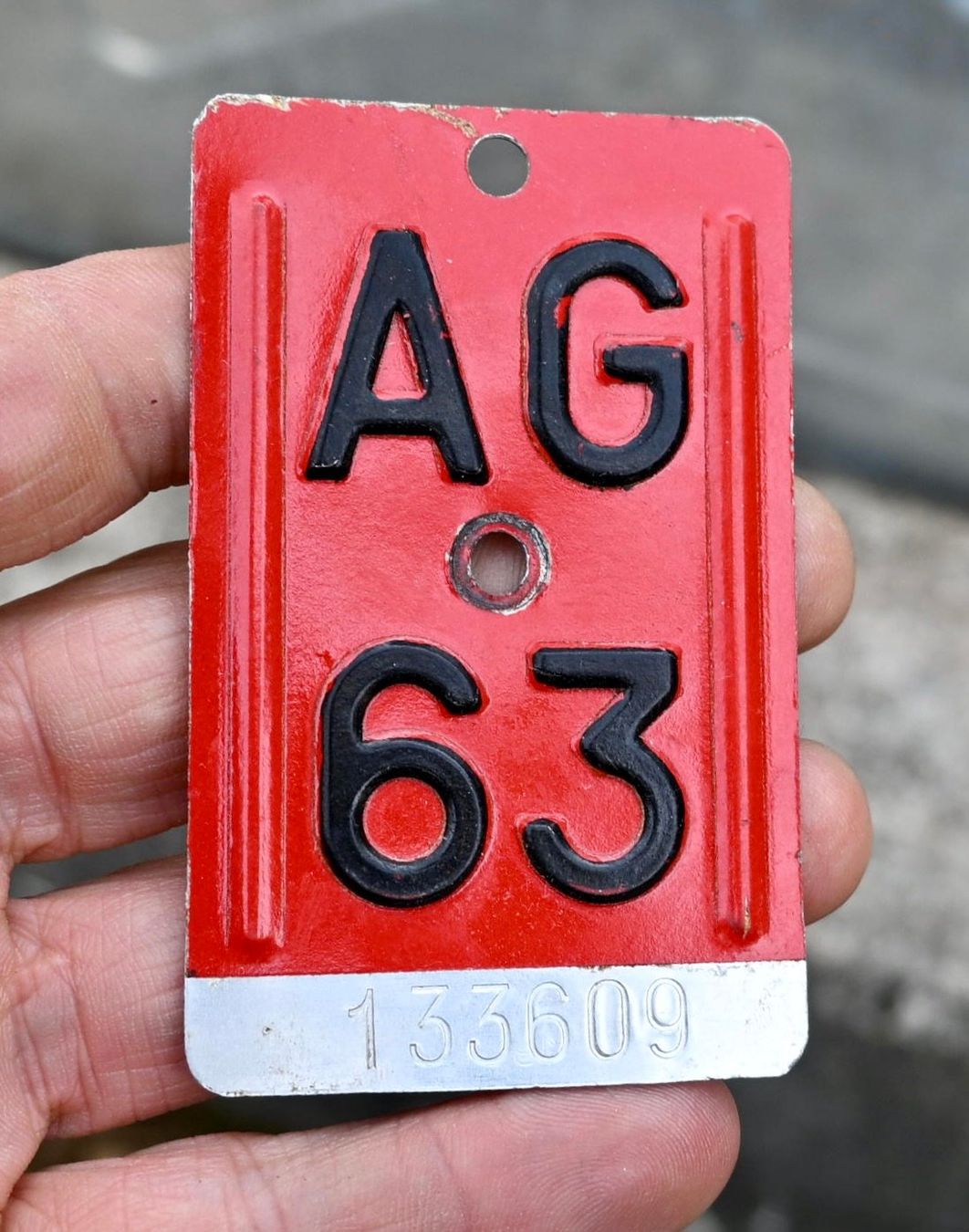 Schilder: Velonummer AG 63 von 1963 - Aargau 133609 – Gebraucht aus Pfaffhausen von mono_rec 1