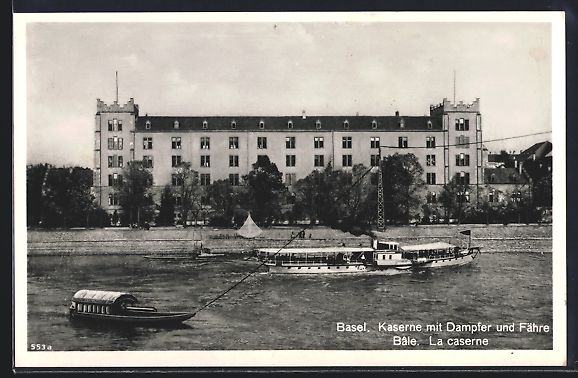 Cartoline postali: AK Basel, Kaserne mit Dampfer und Fähre – Usato da Berlin venduto da bartko-reher