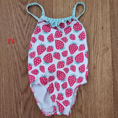 Badeanzug Grösse 86 Erdbeer-Muster Weiss Pink Weiss