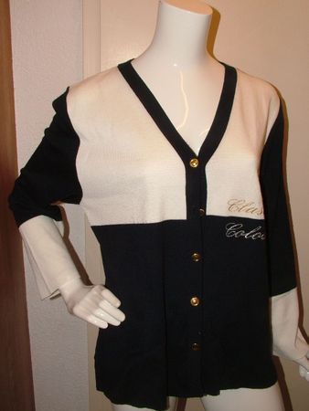 Strickjacke von Valentine Fashion Gr. M, dunkelblau-weiss %%