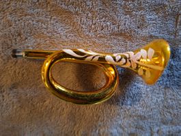 Antiker Weihnachtsschmuck Horn  aus Glas gold