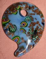 Kettenanhänger Murano -Glas blau - kupfer Tropfenform