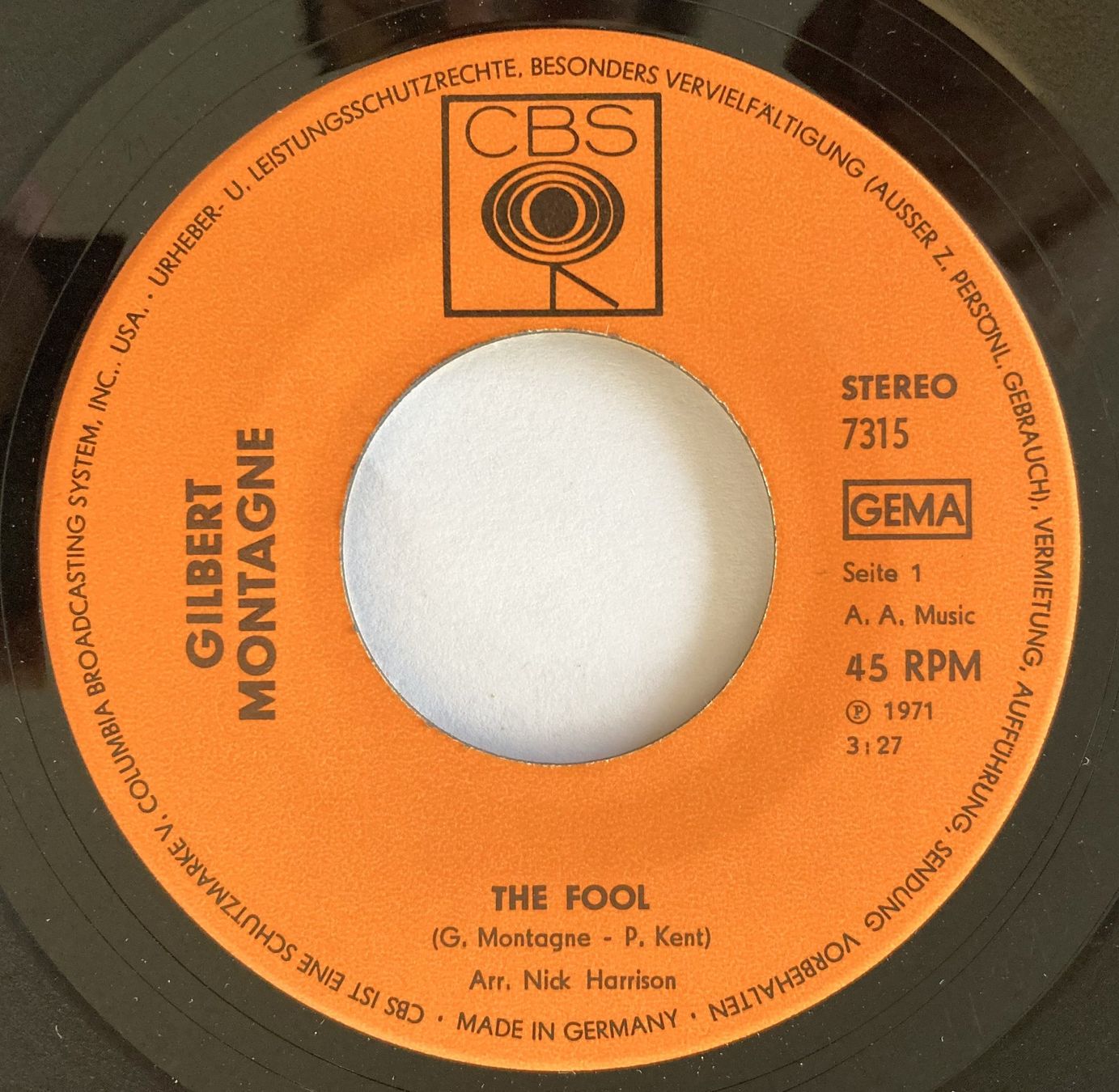 Schallplatten: GILBERT MONTAGNE - THE FOOL – Gebraucht aus Bottens von hotter-than-hell 2