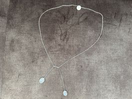 Schöne Y-Kette mit Mondstein Anhänger, Silber