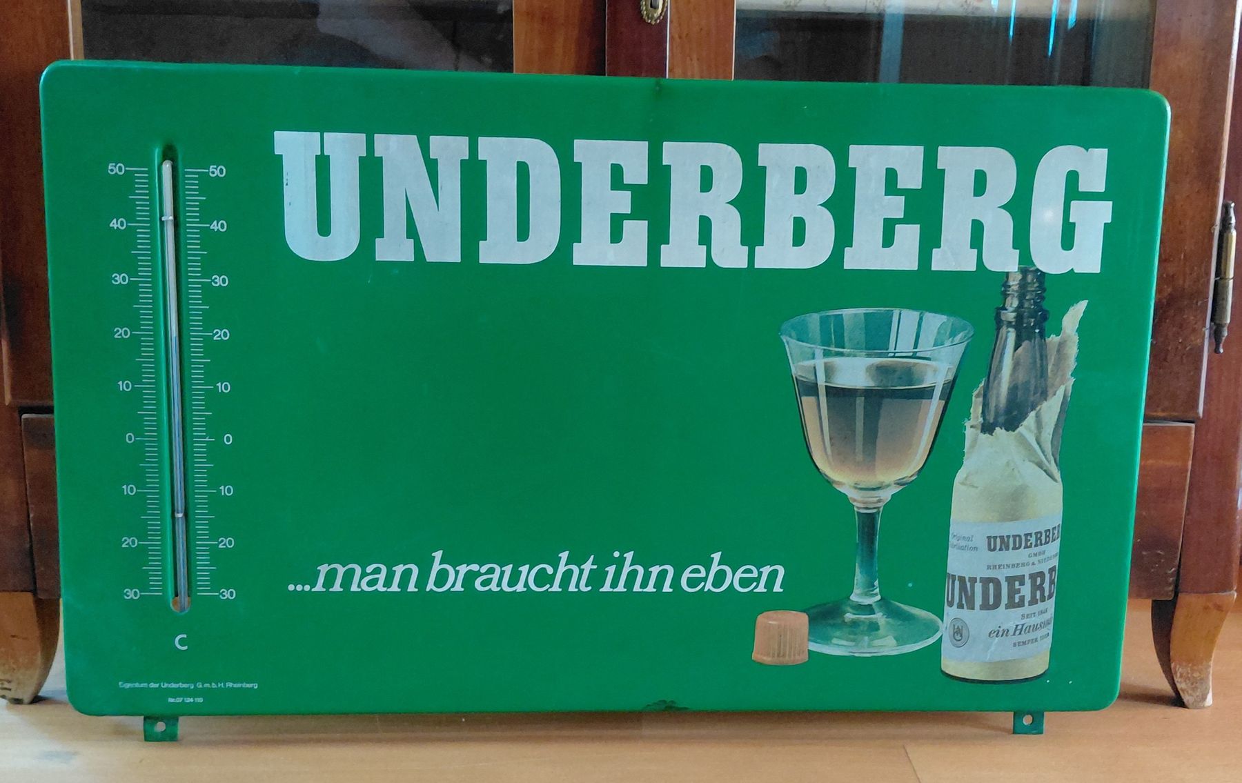 Schilder: grosses Emailschild Underberg mit Termometer – Gebraucht aus Trogen von Limboo