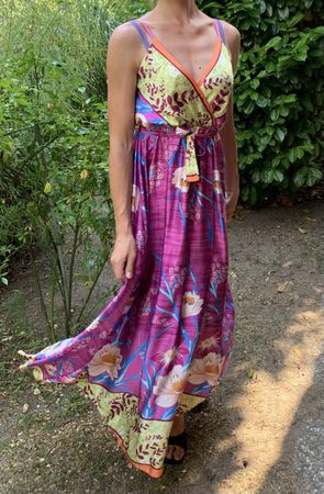 Glamour Abito di raso multicolore-Tg S/M/L-feste👌vacanze