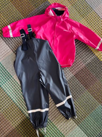 Didriksons Galon Regenkombi, pink/blau, Grösse 110