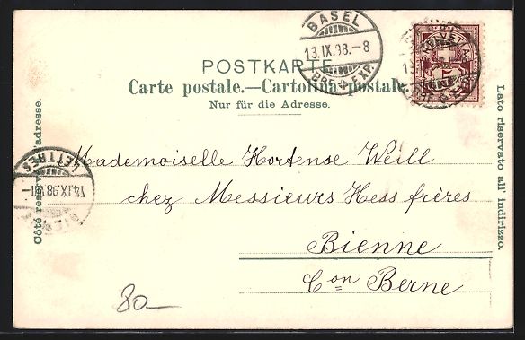 Cartoline postali: Litho Basel, Hotel des Trois Rois, Panor – Usato da Berlin venduto da bartko-reher 1