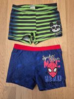 2er Set Badehose Gr. 122/128 Mickey Maus & Spiderman