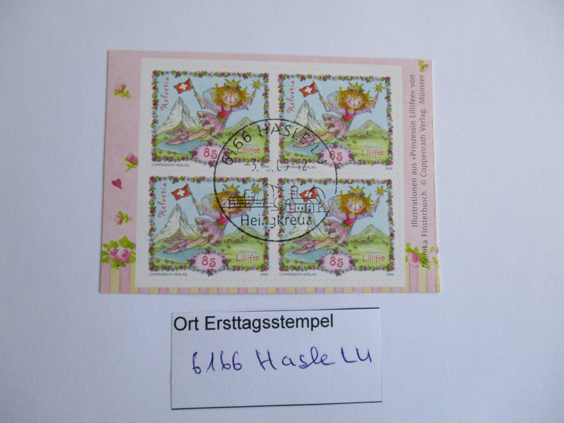Alle Briefmarken: Viererblock mit Ort Ersttagsstempel 6166 Hasle – Gebraucht aus Langnau b. Reiden von Aktuell88