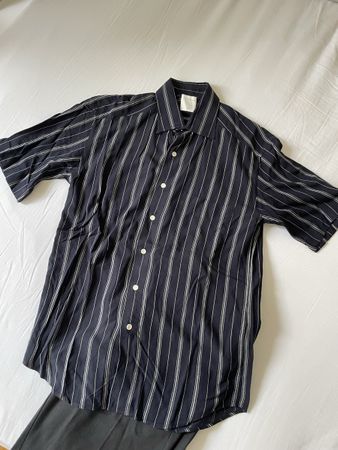 Chemise Sandro rayures bleu marine et blanc M