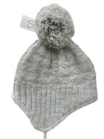 Baby Wintermütze Grau mit Pompon / 6-12 Monate