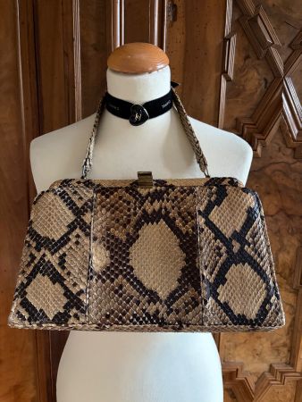 VINTAGE 100 % Exotic / Boa / Ledertasche 31cm