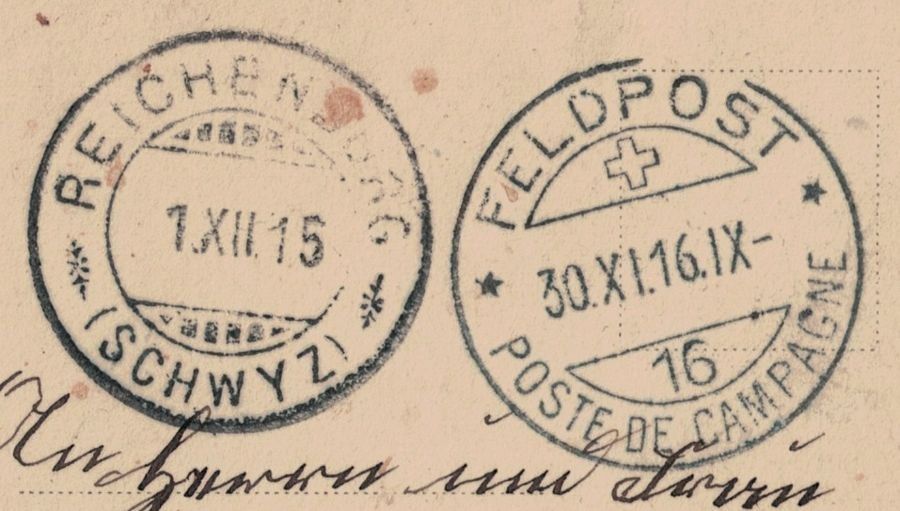 Cartoline postali: Samaden, Eisfeld, Feldpost 1915 – Usato da Frauenfeld venduto da POML 2