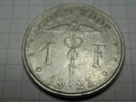 Belgien 1 Franken, 1923 Legende in niederländisch - 'BELGIË'