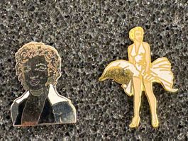 Pin Brosche Badge Gold/Silberfarben - 2 Pin Marilyn Monroe