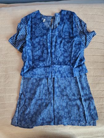 Sommer Oberteil und Hose / blau mit Muster / Grösse 40