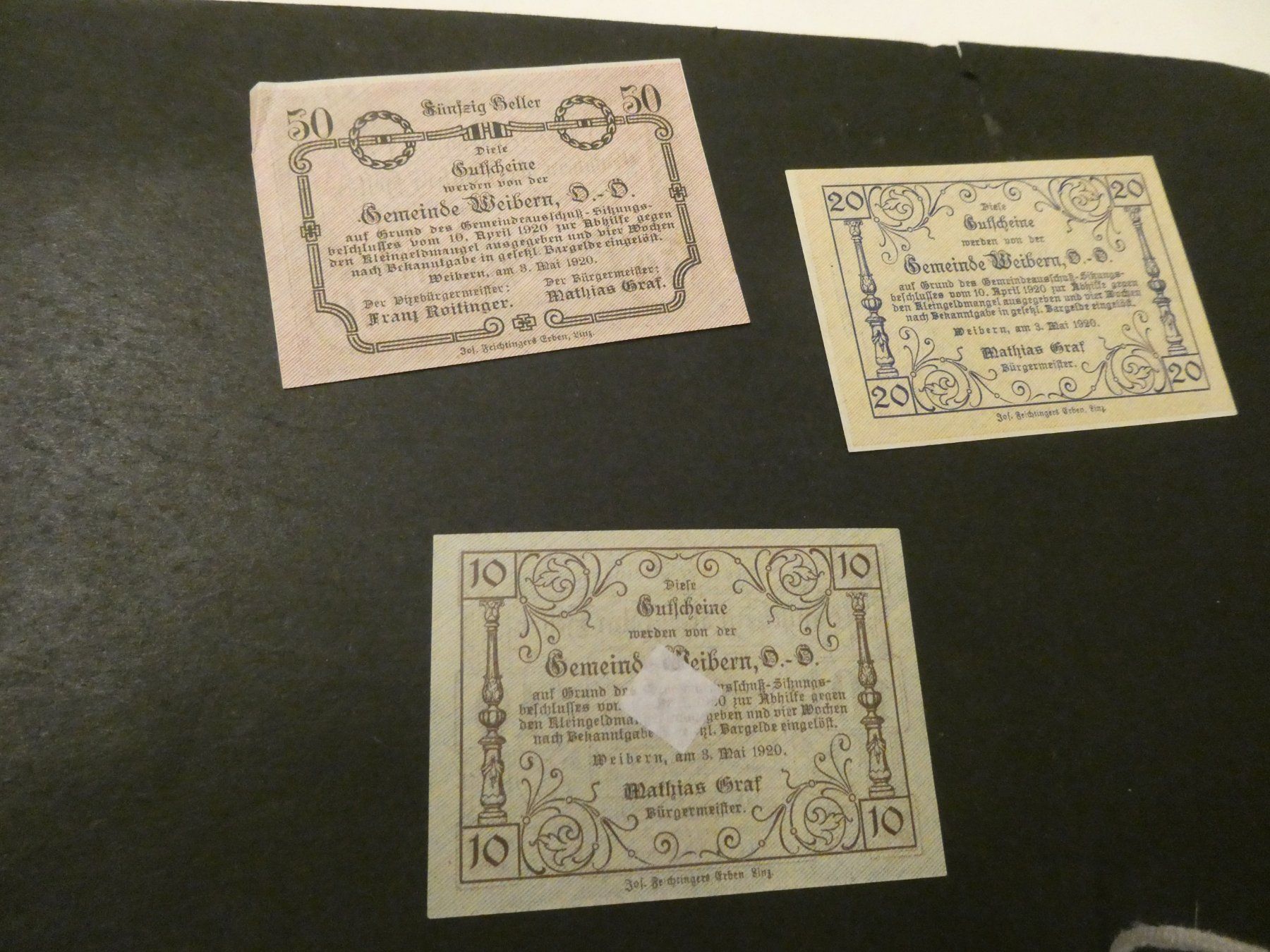 Banknoten: Oesterreich, Weibern   -  Notgeldscheine – Gebraucht aus Hinterforst von Rohusri 1
