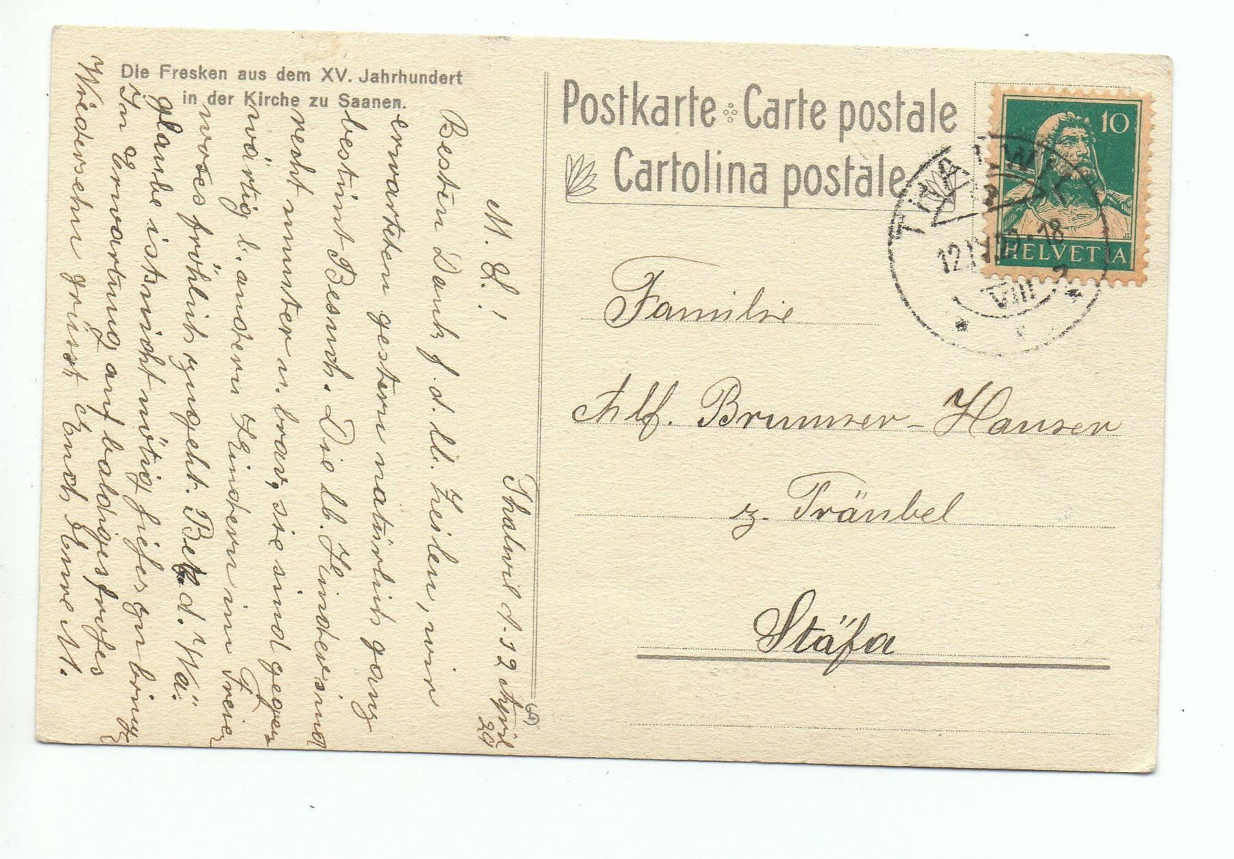 Cartoline postali: Künstler-LITHO Kirche zu SAANEN – Usato da Jona venduto da philajona 1