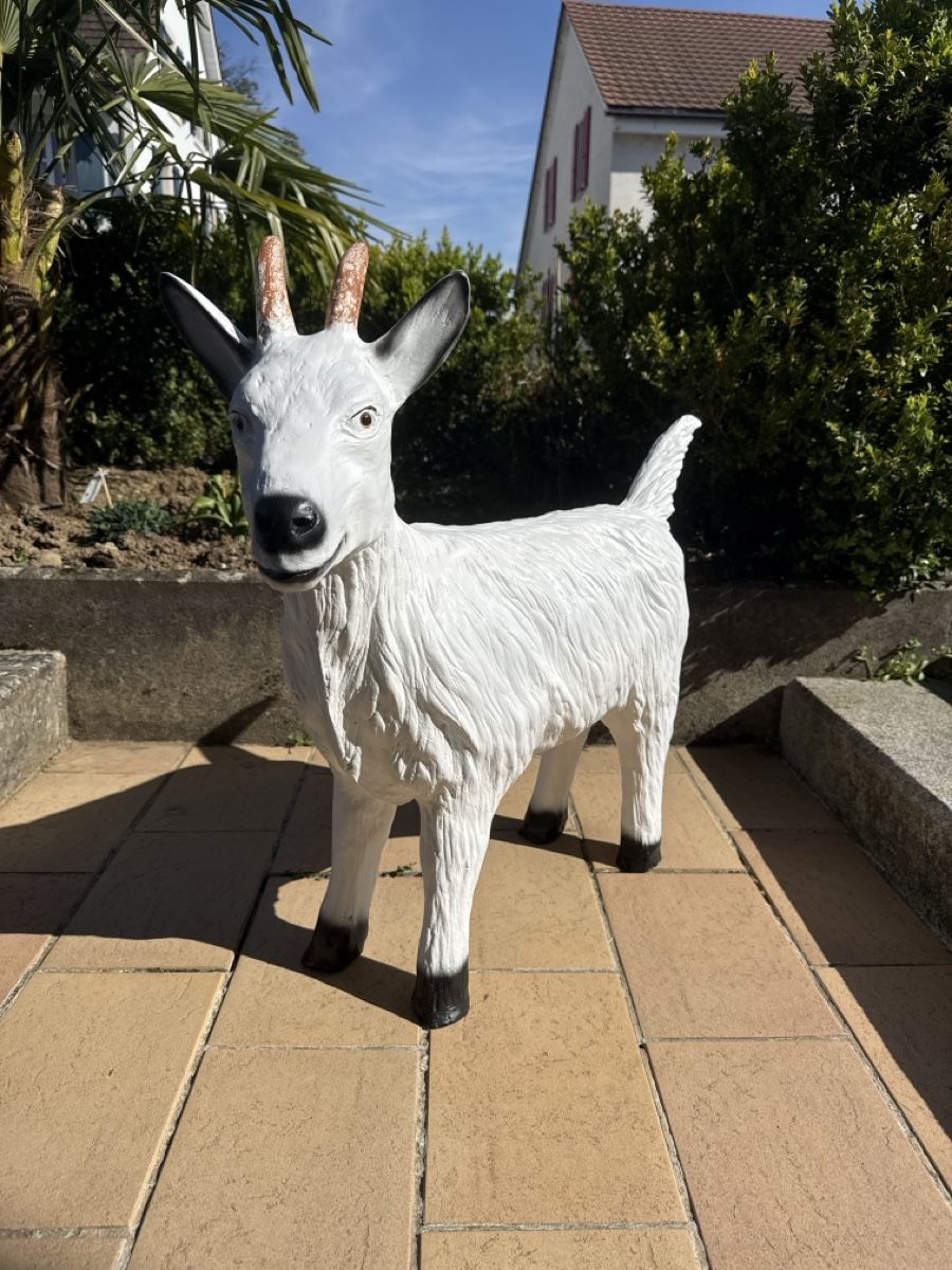 Statuette: Dekorative Gartenfigur Ziege, Neu! – Nuovo e nell'imballaggio originale da Zwingen venduto da Eiphone 3