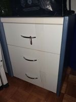 Aktenschrank / Rollcontainer weiss/blau
