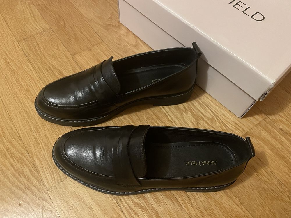 Neu Anna Field Leder Schuhe Loafers Slippers 37 (Neuf (Voir
