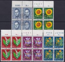 1961, J188-J192 (Viererblöcke) aus Erlen Ersttags-O K: 30.-+