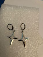 Modeschmuck, Silberfarbener Sternen Ohrhänger,  Neu