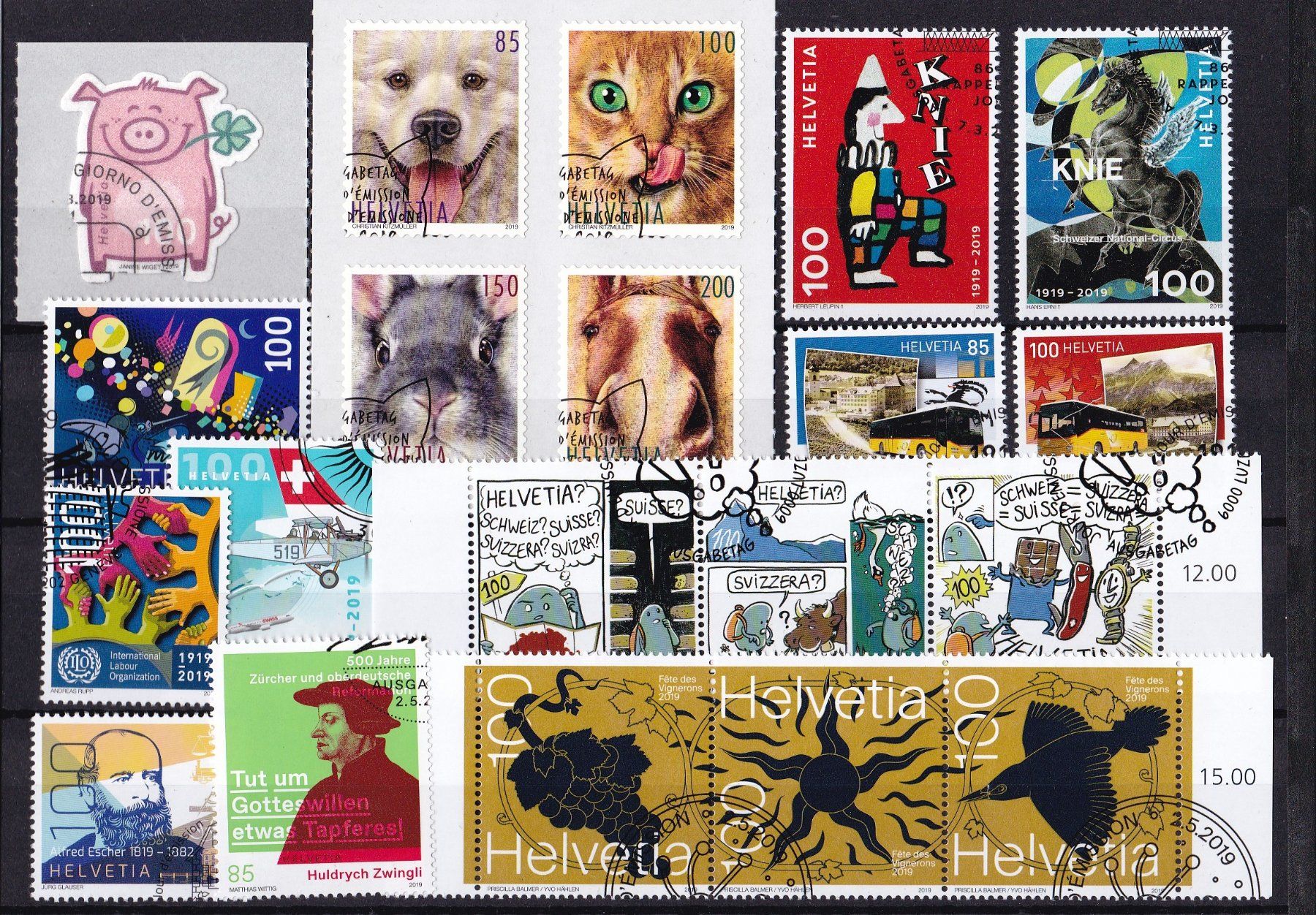 Tutti i francobolli: CH Briefmarken Lot 2019, ET – Usato da Münchwilen AG venduto da Nesar