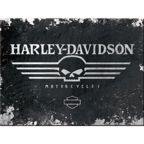 Calamite: Harley Davidson Skull Logo Magnet 8x6cm – Nuovo e nell'imballaggio originale da Schiers venduto da Topflash74