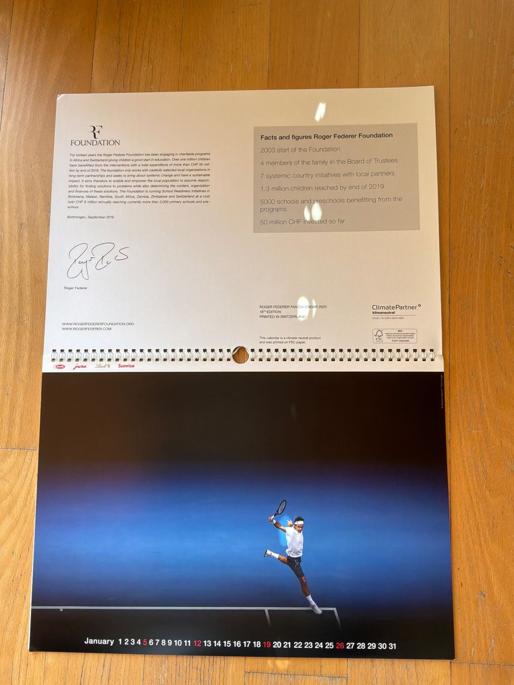 Kalender: Calendrier 2020 Roger Federer – Gebraucht aus Sion von gege08 2