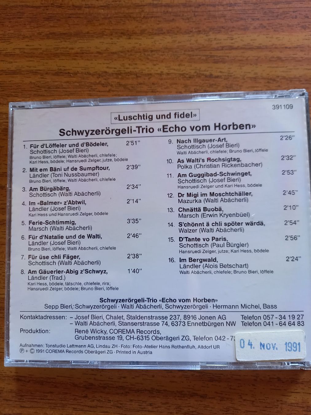 CD: Schwyzerörgel-Trio «Echo vom Horben» CD gebraucht – Usato da Galgenen venduto da Allerlei8854 1