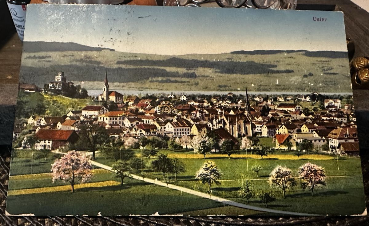 Cartoline postali: Antike Postkarte Uster, in Farbe – Usato da Rapperswil SG venduto da Cecilia61