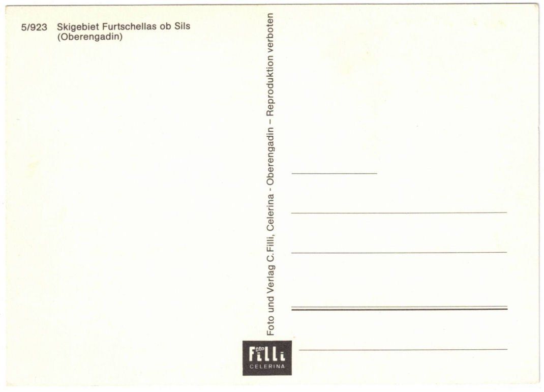 Cartoline postali: Sils - Luftseilbahn Furtschellas & Skilift – Usato da Binningen venduto da Mountainrider 1