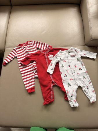 3 Christmas Baby  Rompers Size 68, 3-6M 