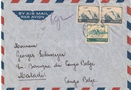 Lupo-Brief geflogen 1949 von Basel nach Matadi, Belg. Kongo