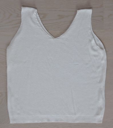 Ecru farbiges Top / Shirt mit Rippstruktur, Grösse S