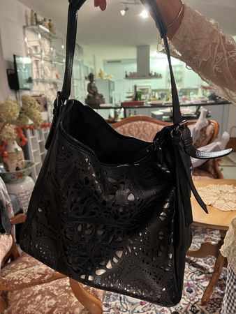 Ledertasche Top Handtasche schwarz imitiert