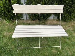 Schöne Gartenbank Beige, Holzsitz, klappbar, Sommer-Schnäppc