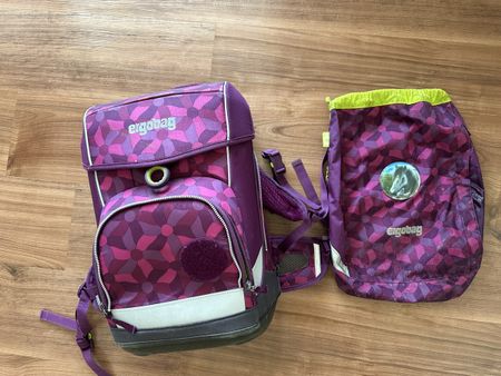 Ergobag School Backpack Purple Pattern Used