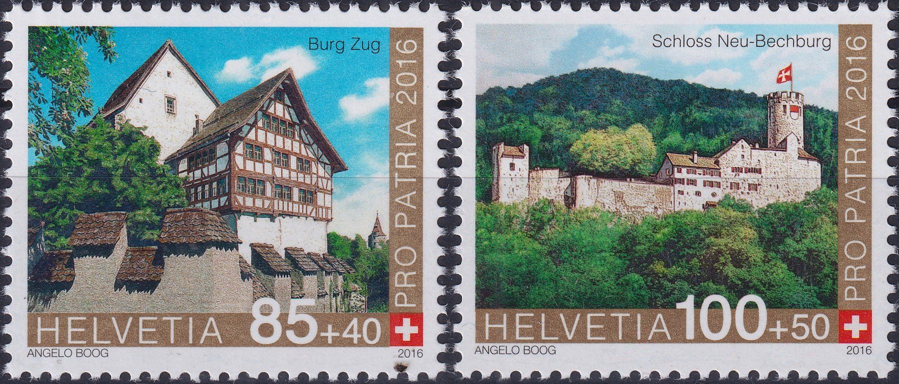 Tutti i francobolli: 2016, B333+B334 Einzelmarken (Burgen) postfrisch ** – Usato da Sursee venduto da Luzernerraute