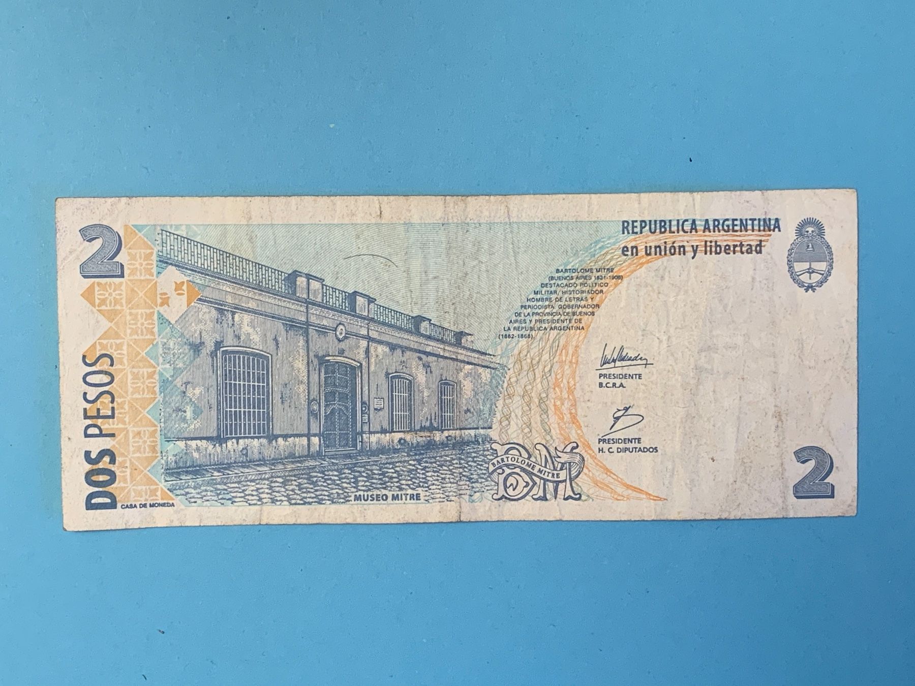 Banconote: ARGENTINA - 2 Pesos s.d. - BARTOLOME MITRE – Usato da Le Lignon venduto da Trikles 1