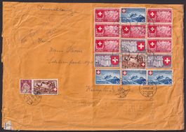 1939, Grossbrief mit Nr.219-221 + Nr.115 + B2 (17 Marken)