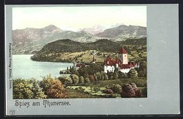 Spiez, Ortsansicht mit Schloss, Thunerse