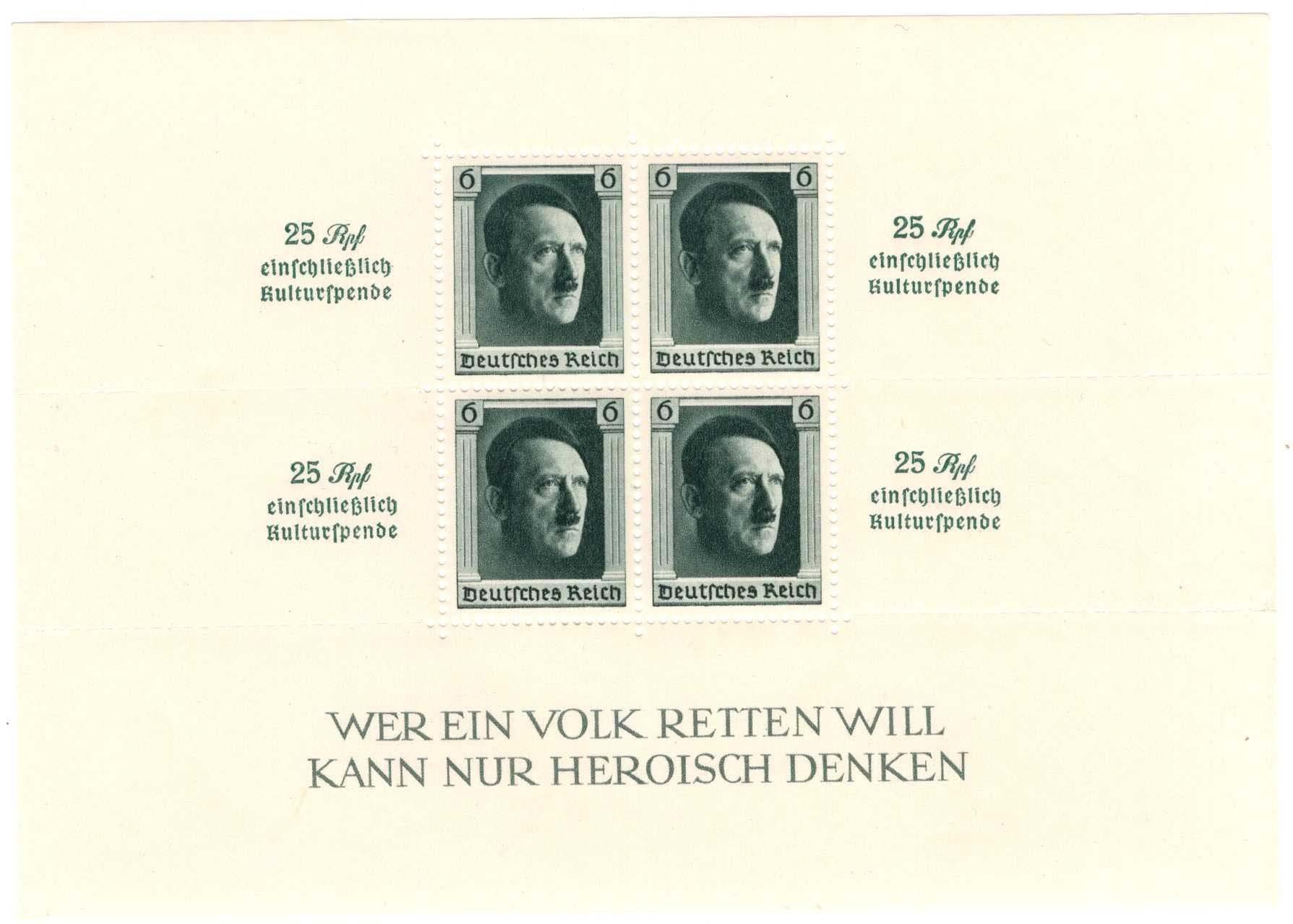 Tutti i francobolli: Deutsches Reich Block 9 Kulturspende postfrisch – Nuovo (secondo la descrizione) da Heerbrugg venduto da Swissphila