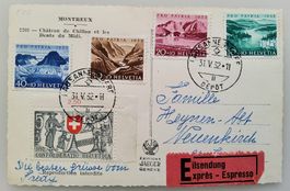 Ansichtskarte Montreux mit Pro Patria Serie 1952 - Rarität